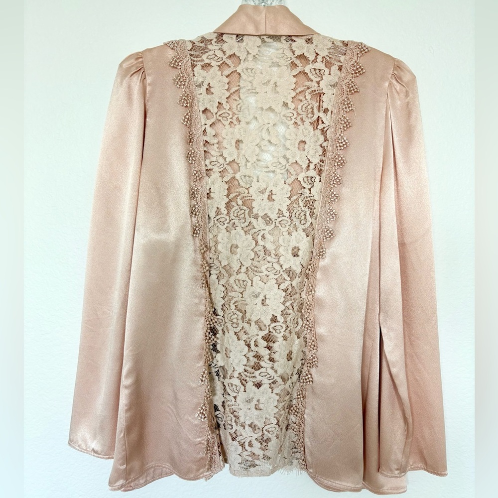 Vintage Patra Pink Satin Blazer and Lace Camisole 2 Piece Coord Set Made in USA - Picture 4 of 11